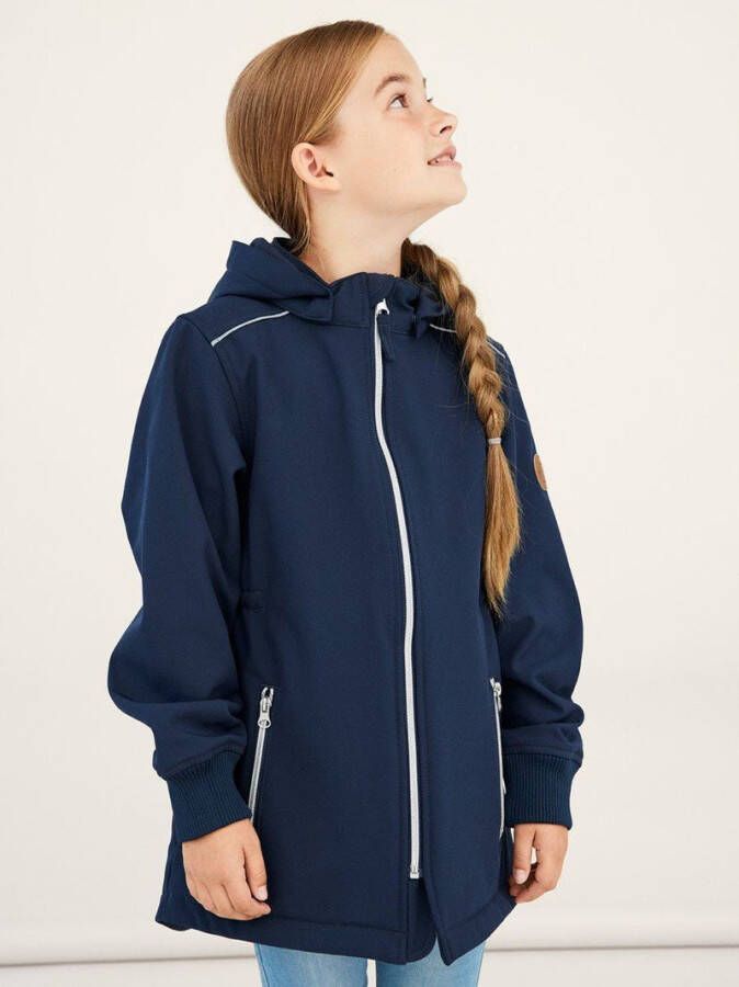 NAME IT KIDS softshell jas NKFALFA van gerecycled polyester donkerblauw