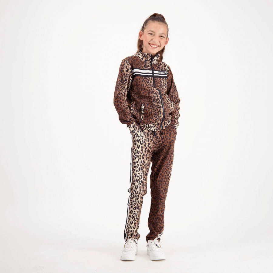 Vingino sweatvest Olotta met panterprint bruin/zwart