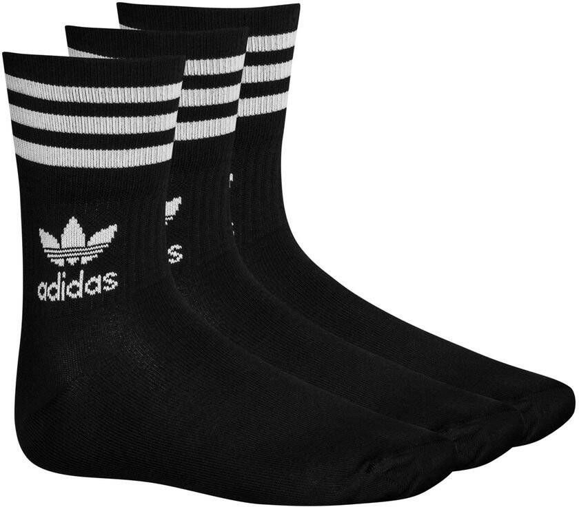 adidas Originals 3 Pack Solid Crew Socks Black/White/White Dames