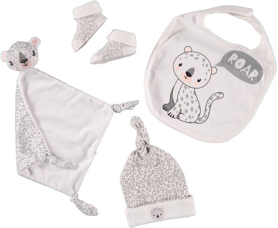Apollo baby geschenkset Leopard lichtgrijs/wit