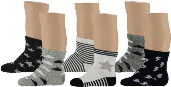 Apollo baby sokken set van 6 zwart/wit/grijs