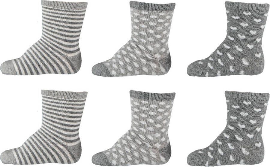 Apollo sokken set van 6 grijs/wit