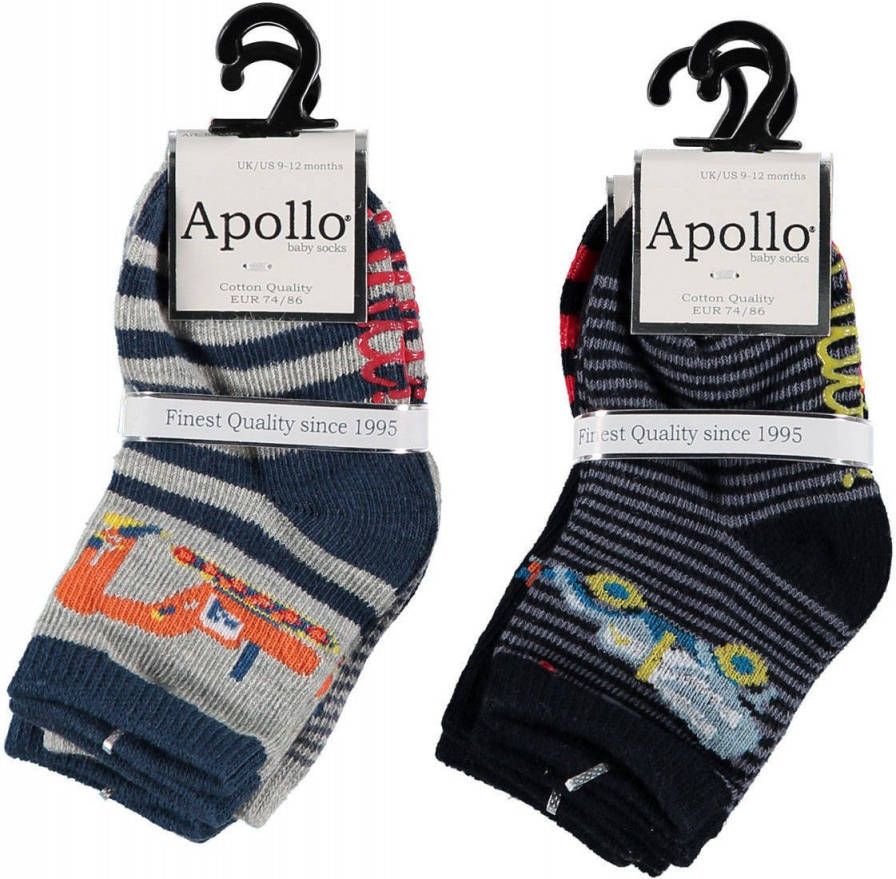 Apollo sokken set van 6 zwart/grijs