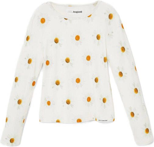 Desigual gebloemde longsleeve wit/oranje