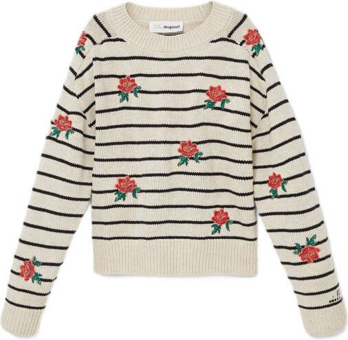 Desigual gestreepte trui ecru/zwart