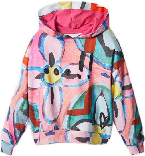 Desigual hoodie met all over print roze/multicolor