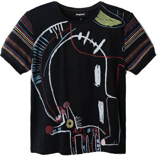 Desigual T shirt met all over print zwart/multi