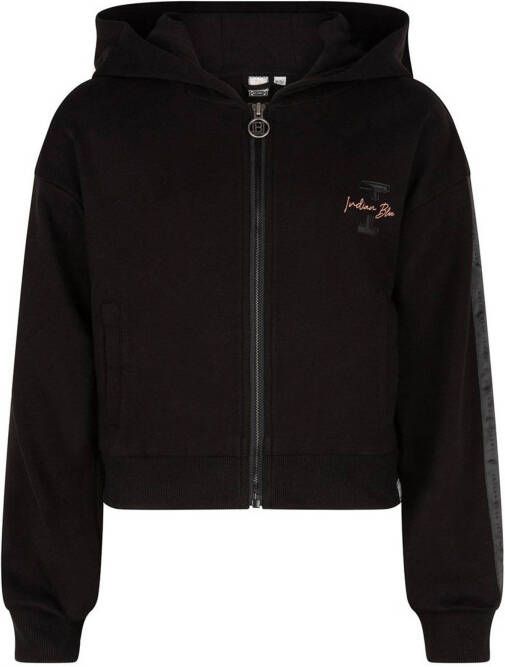 Indian Blue Jeans sweatvest met contrastbies zwart