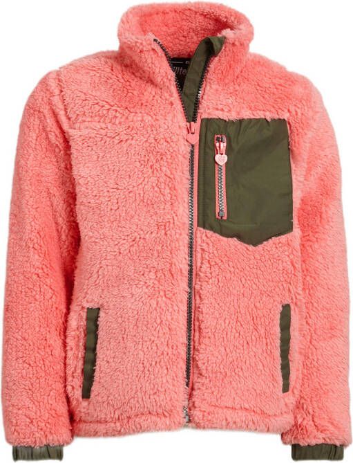 Killtec fleece vest Kow 1 roze/donkergroen