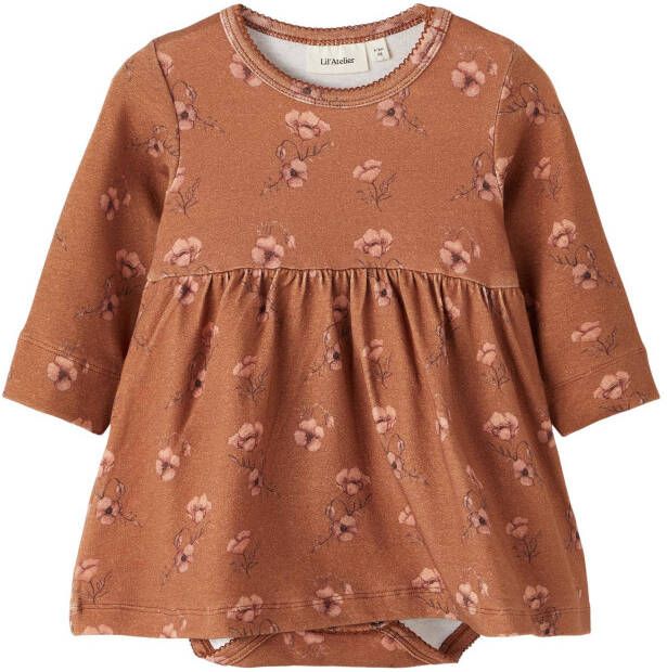LIL' ATELIER BABY jurk NBFGAYA met biologisch katoen bruin