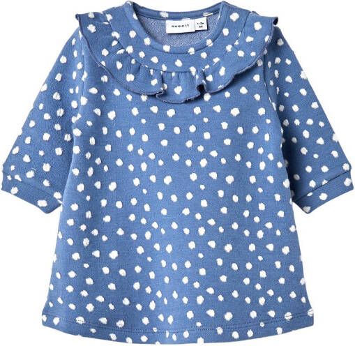 NAME IT BABY jurk NBFBERITTA met biologisch katoen blauw/wit