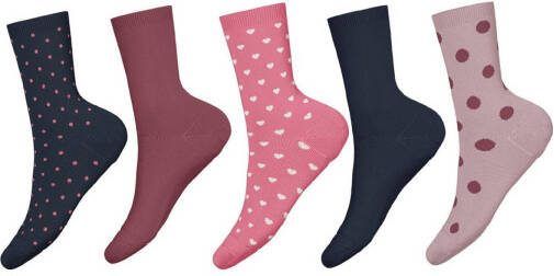 NAME IT KIDS sokken met all over print set van 5 roze