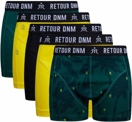 Retour Denim boxershort Brecht set van 5 geel/donkergroen/zwart