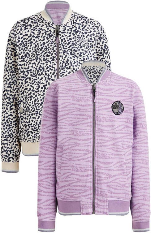 WE Fashion reversible jas lila/zwart/wit